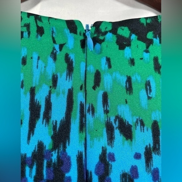 Badgley Mischka Womens Fit & Flare Dress Blue Green Yellow Size 4 - Picture 6 of 8